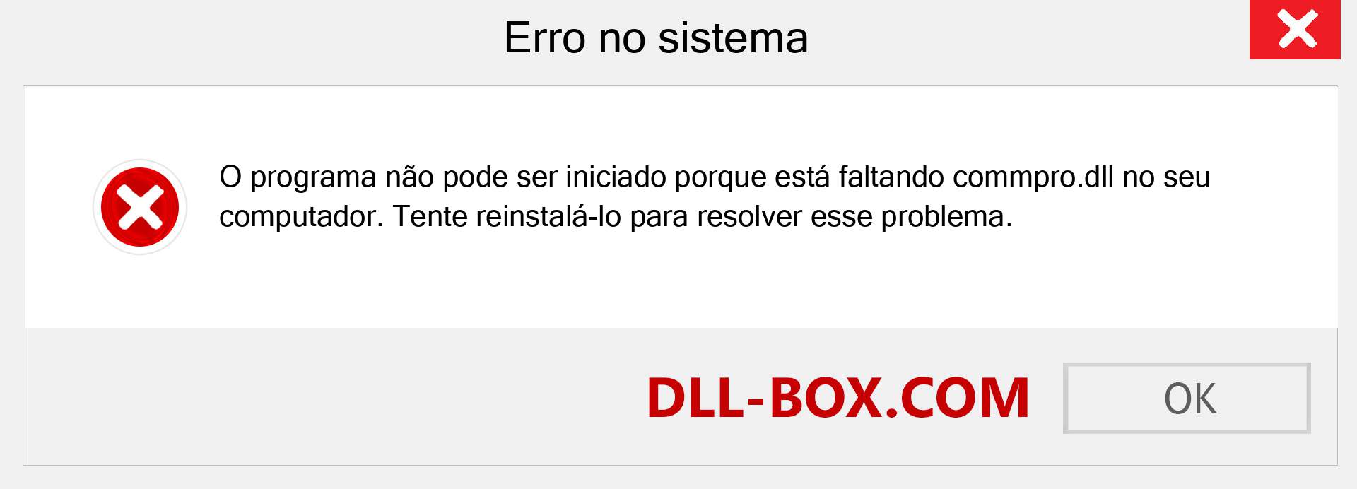 Arquivo commpro.dll ausente ?. Download para Windows 7, 8, 10 - Correção de erro ausente commpro dll no Windows, fotos, imagens